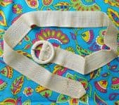 Vintage cream belt mid 20th century 32" knit fabric covered buckle shop soiled